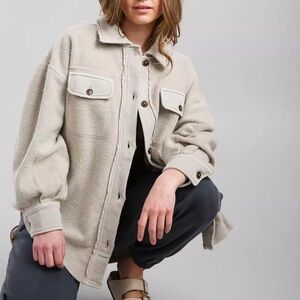 Free People Ruby Shirt Jacket in Stone